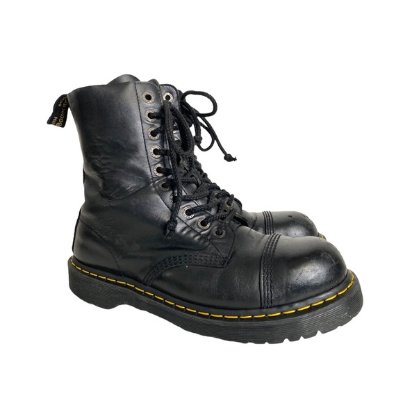 Dr Martens 10966 Steel Toe Cap Combat Boots Black Leather 10 Eye Lace Up Punk 11 - Picture 2 of 16